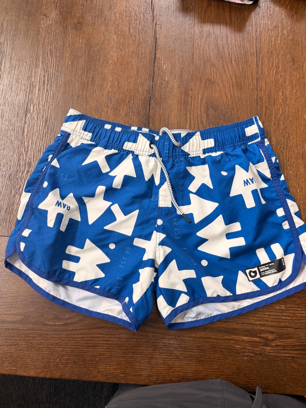 G-Star Blue and White Graphic Men’s Swim Shorts